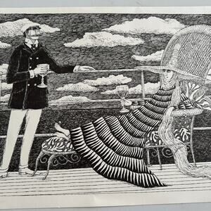 Edward Gorey Caviglia cruising the Adriatic Art Print 16x11" ~ 260217-WH 776